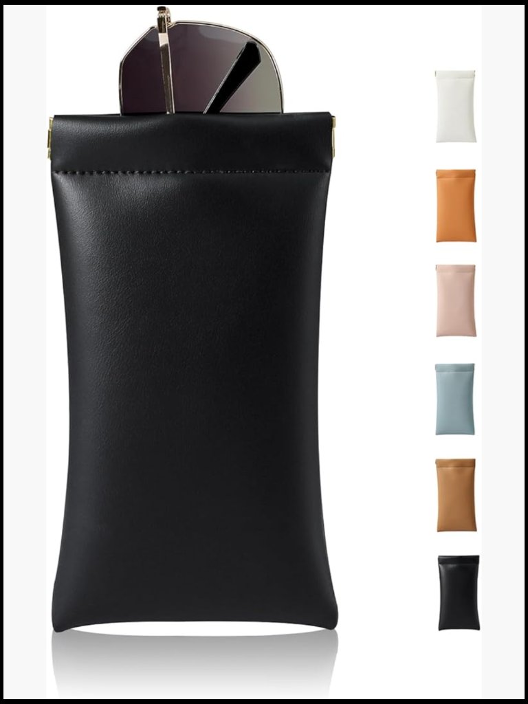 Organosilicon Soft Pu Leather Squeeze Top Sunglass Case Travel Pouch